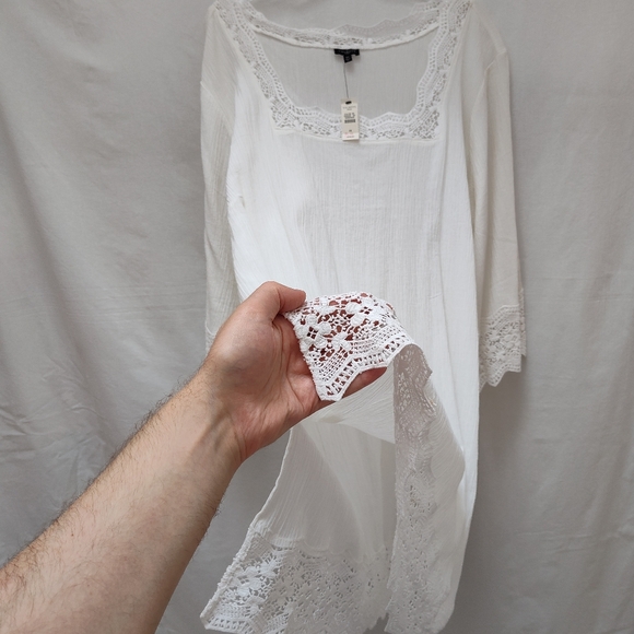 NEW Talbots Shift Dress Swim Coverup plus size 3X white new crochet cotton - Picture 8 of 15